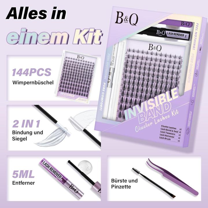 Produktbild B&Q Lash Extension Set mit unsichtbarem Band (144 Stück) (Künstliche Wimpern)