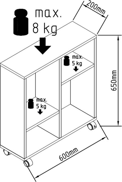 Produktbild VCM Holz Nischenschrank Regal Rollen Nischenregal Beistelltisch Raumteiler Dremala (60 x 20 x 20 cm)