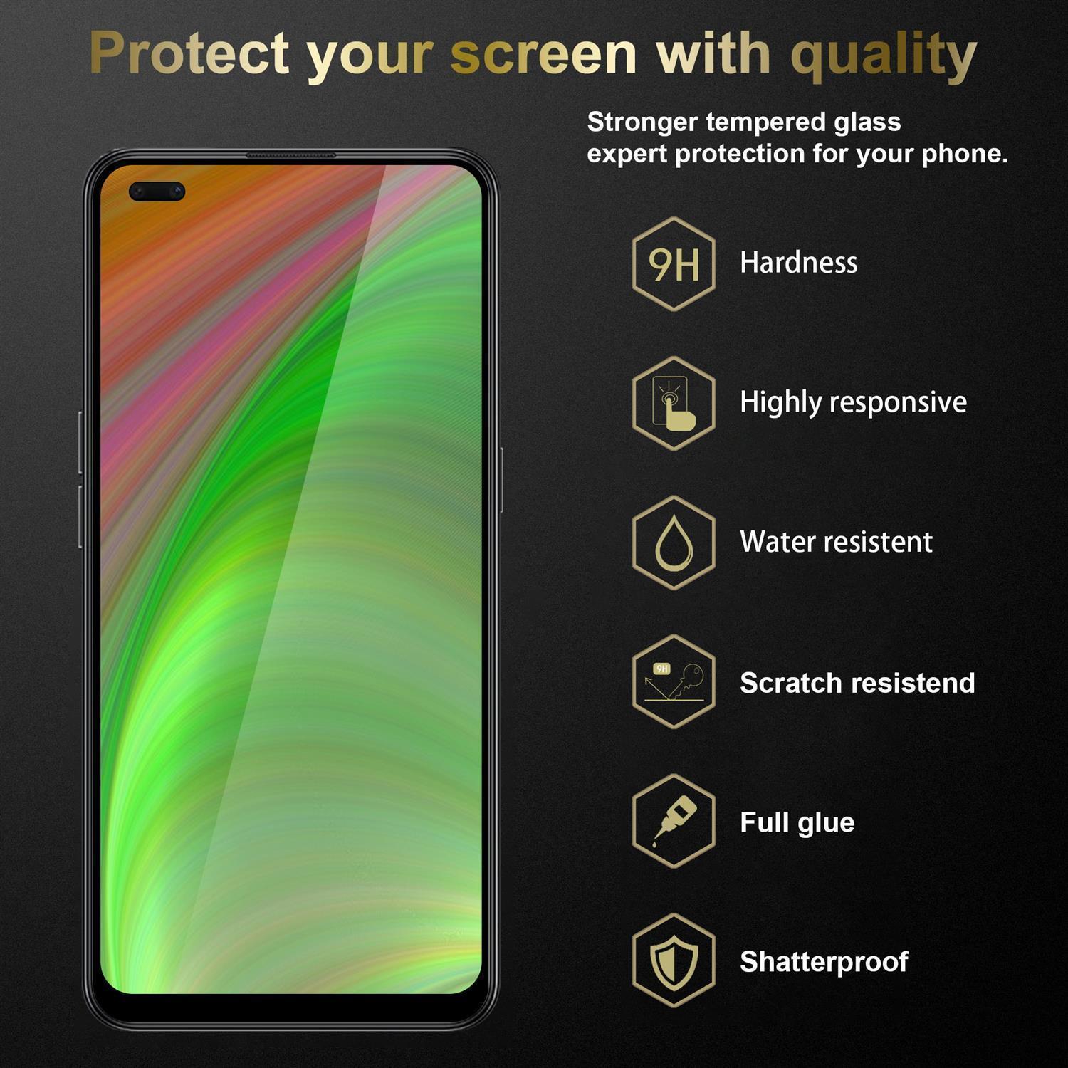 Thumbnail - Cadorabo Vollbild Displayschutzglas (3 Stück, Oppo Reno 4), Smartphone Schutzfolie, Schwarz