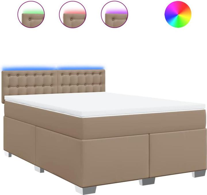 Actual product image vidaXL Boxspringbett Polsterbett Bett Doppelbett Matratze 140x190cm Kunstleder (140 x 190 cm)