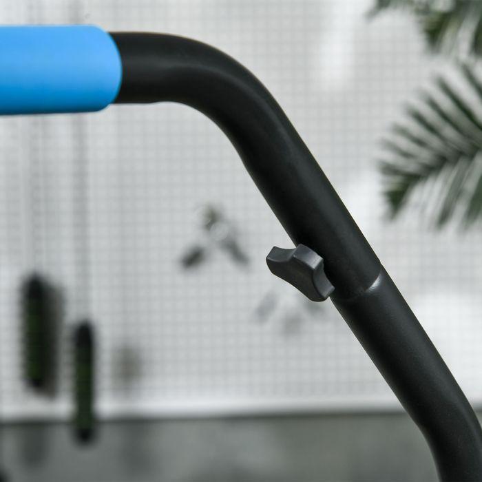 Immagine prodotto Swisshandel24 Fitnesstrampolin, klappbar, verstellbarer Haltegriff, Ø102x123H cm, bis 100 kg, Schwarz/Blau (102 cm)