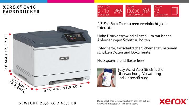 Actual product image Xerox C410 A4 40ppm Duplex Printer PS3 P (Laser, Colour)