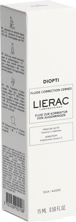 Valeurs nutritives et ingrédients Lierac Fluide correcteur pour les cernes (Fluide pour le soin des yeux, 15 ml, Jour + nuit)
