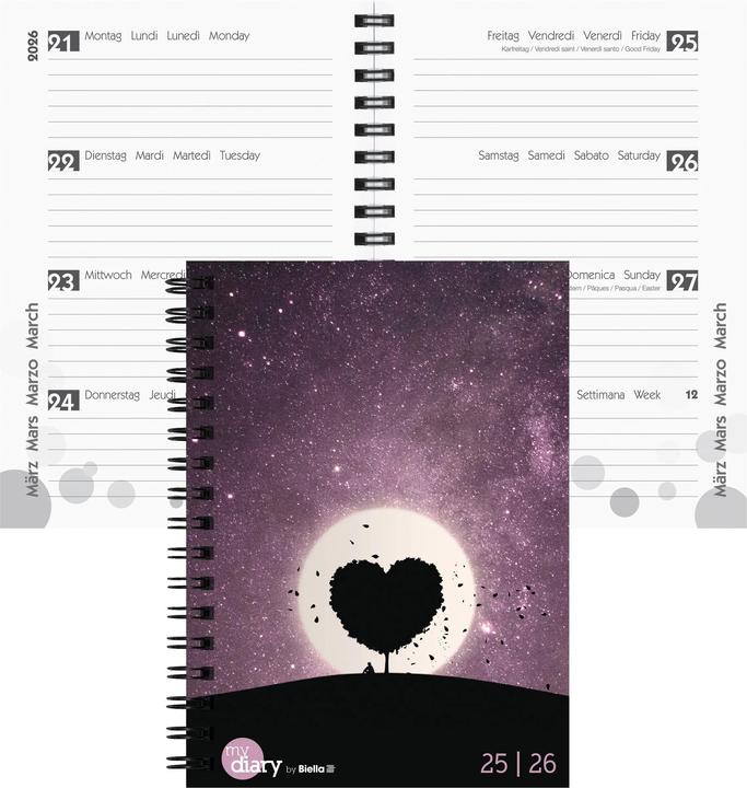 Image du produit Biella Mydiary Wire-O (12 x 16,5 cm, Allemand, Anglais, Français, Italien)