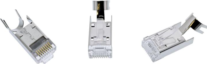 Actual product image InLine Pack of 10 ® crimp connectors Cat.6A RJ45 shielded, with bend protection and threading aid (Network cable plug)