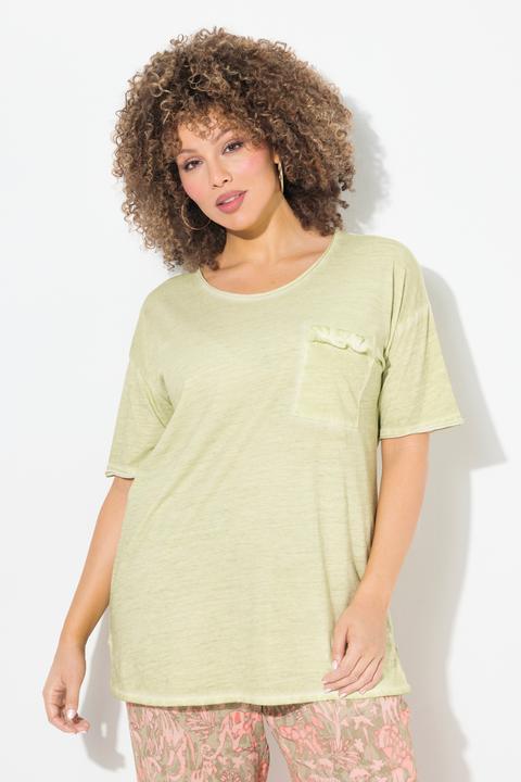 Produktbild Ulla Popken T-Shirt, oversized, Rüschen-Brusttasche, Halbarm (62)