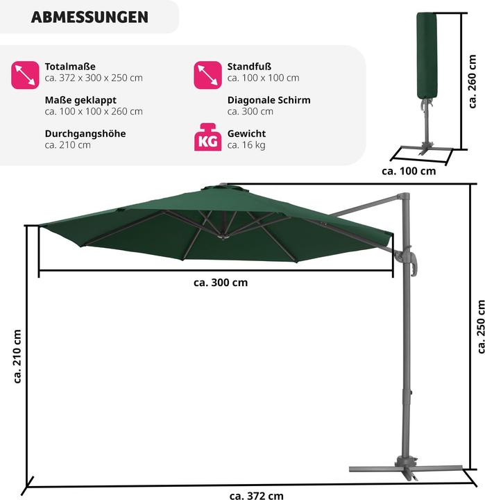Produktbild tectake Ampelschirm (3 m)