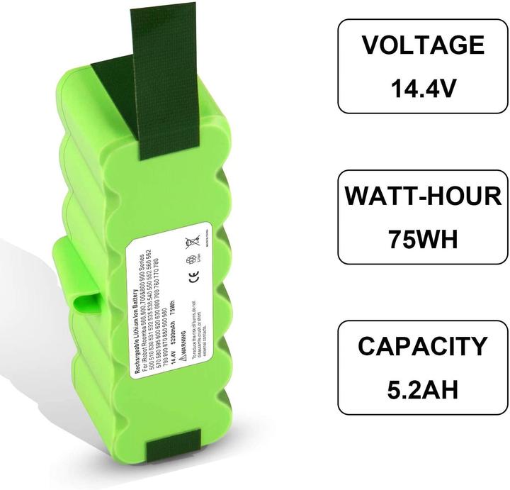 Actual product image Acconic Akku 5200mAh f. Roomba iRobot 660 665 670 671 675 696 681 790 866 886 896 Scooba 450