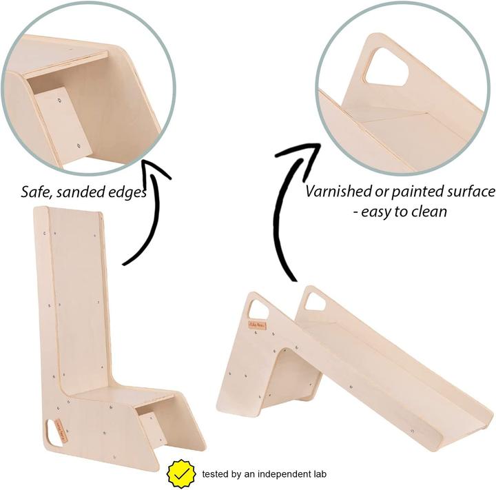 Produktbild KiddyMoon Kinder Rutsche Aus Holz Gross Grau