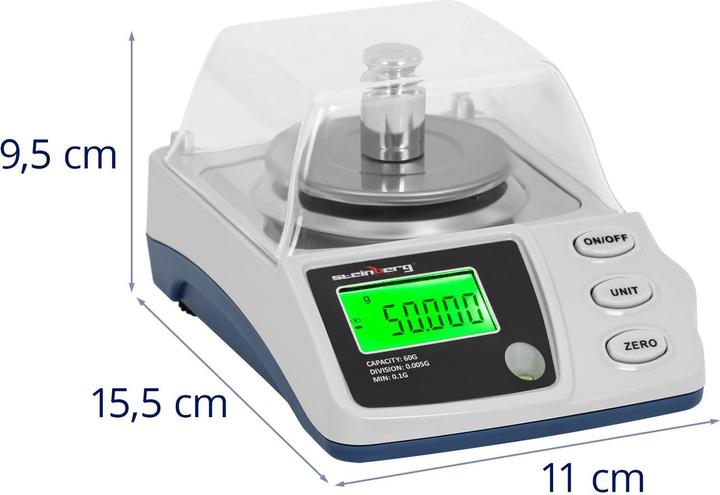 Produktbild Steinberg Digitale Präzisionswaage Feinwaage 0,1 - 60 g Genauigkeit 0,005 g Ø 68 cm