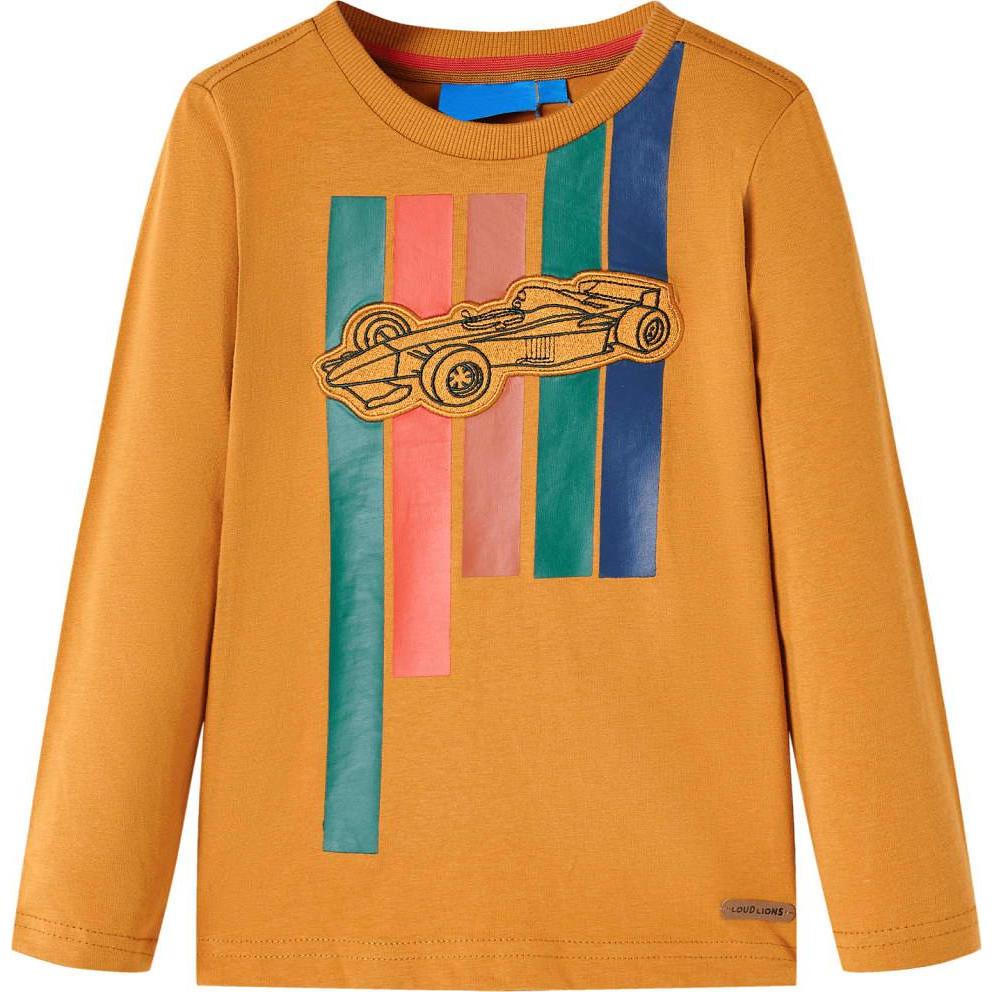 VidaXL, Jungen, Shirt, Kinder-Langarmshirt Dunkles Ocker 140,Material: 100, Gelb, (140)