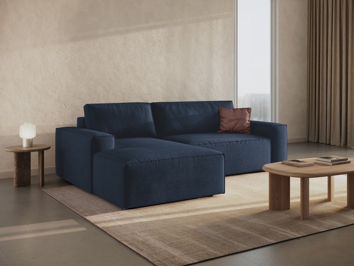 Actual product image Micadoni Bouclé Left Corner Sofa With Bed Function And Box, "Jodie", 3 Seats, 246x151x86 Made in Europe (Corner sofa)