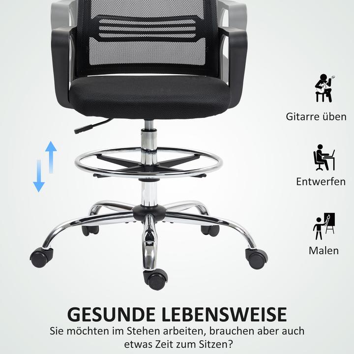 Produktbild Homcom Bürostuhl Netzstoff, Kunststoff Schwarz