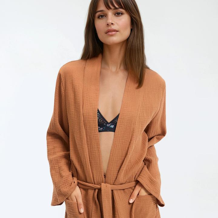 Image du produit La Redoute Collections Bademantel aus Baumwollmusselin (46)