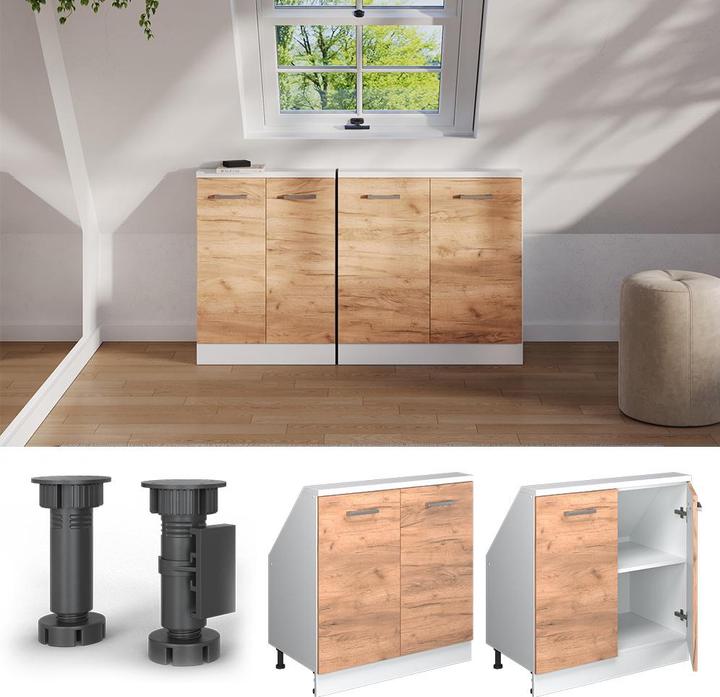 Produktbild Vichy Dachschrägenschrank Rion, Weiss/Goldkraft Eiche, mit 2 Türen (46 x 46 x 81.60 cm)