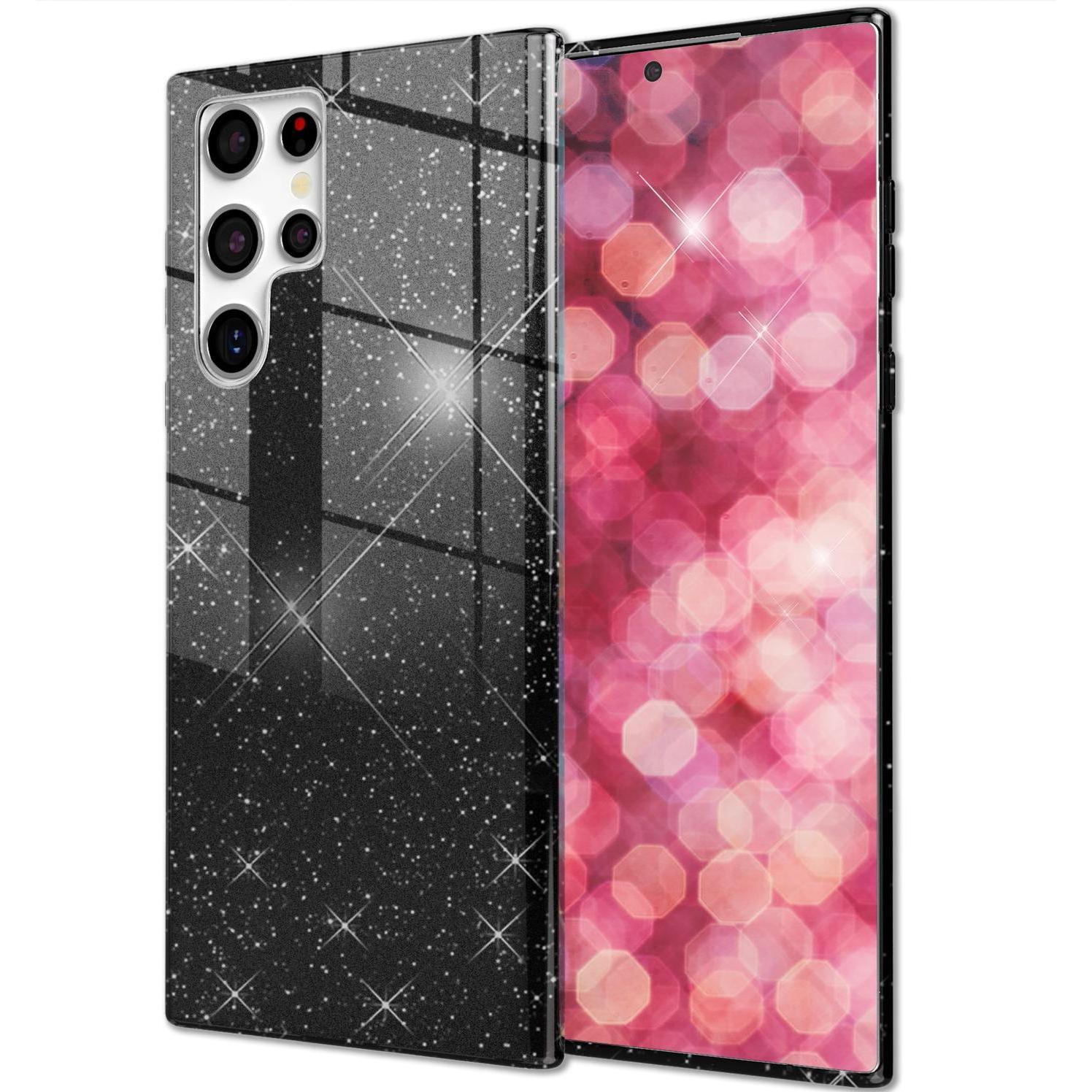 Thumbnail - Nalia Glitzer Hybrid Hülle (Samsung Galaxy S24+), Smartphone Hülle, Schwarz