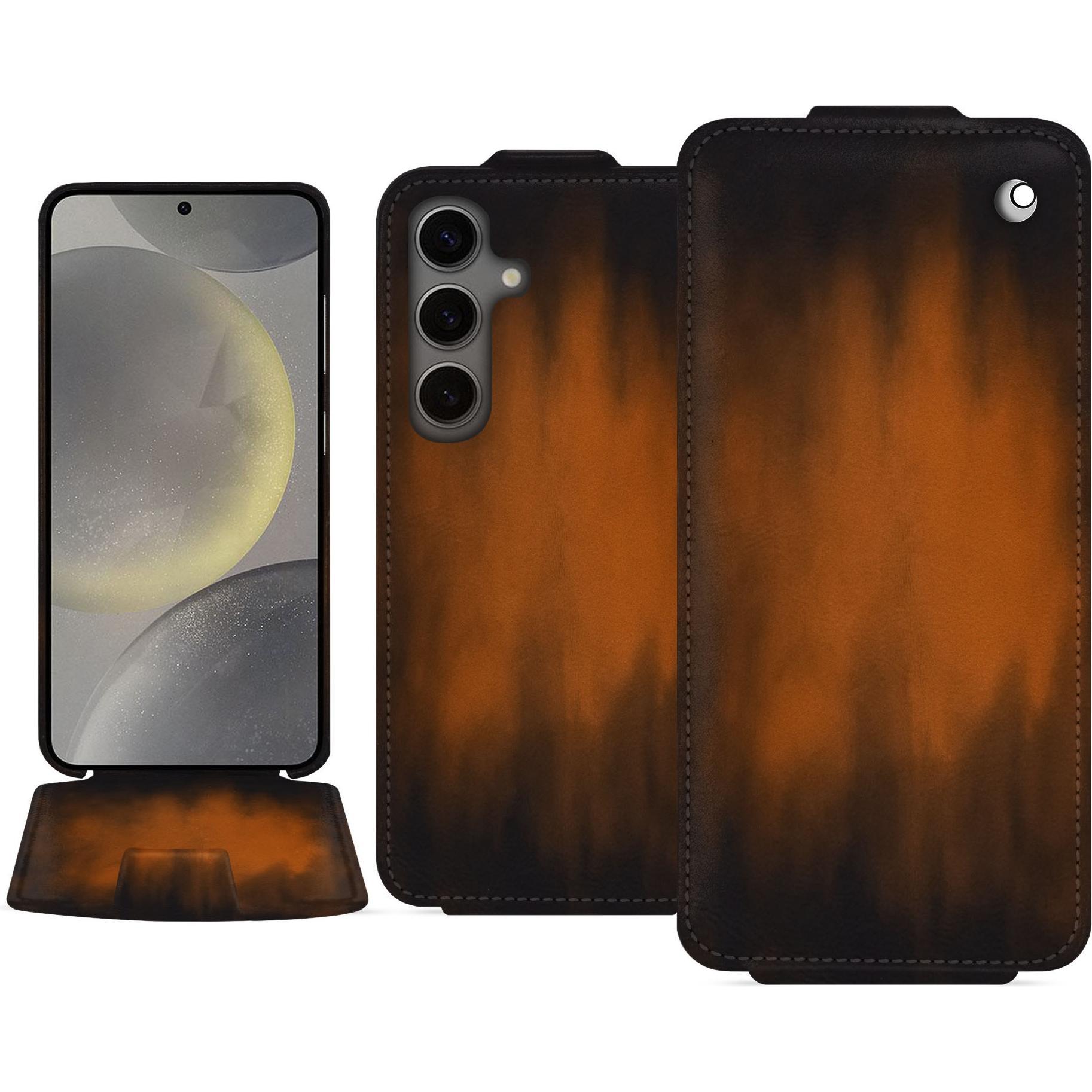 Thumbnail - Noreve Lederschutzhülle vertikal (Samsung Galaxy S24), Smartphone Hülle, Braun
