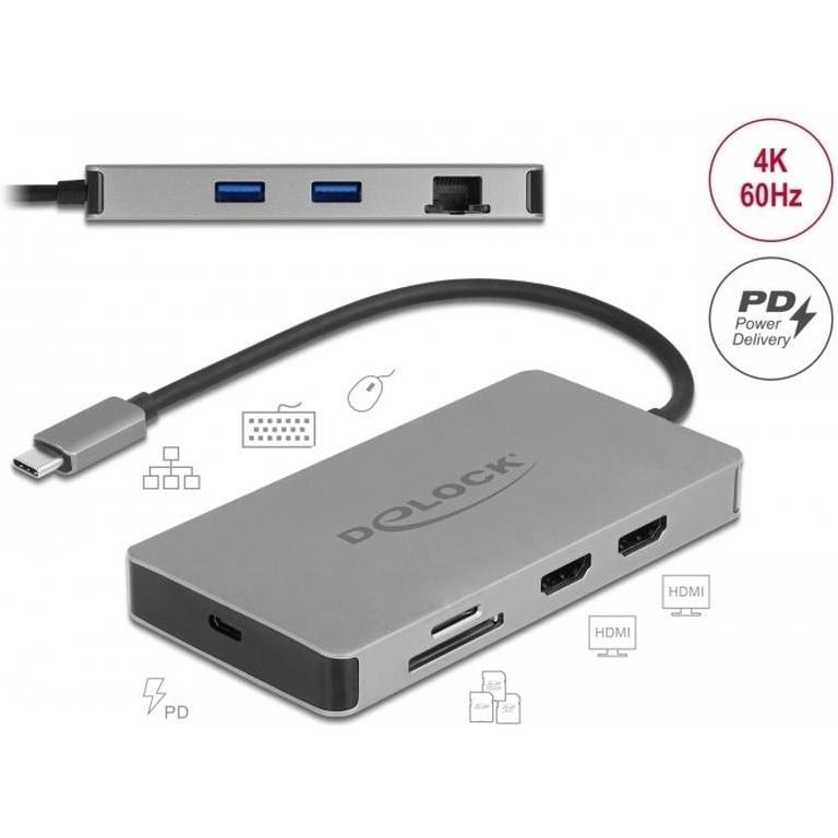 Thumbnail - Delock USB Type-C™ Dockingstation 4K (USB-C, 3 Ports), Dockingstation + USB Hub, Grau