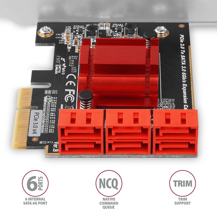 Actual product image Axagon PCES-SA6 interface cards/adapter Internal SATA