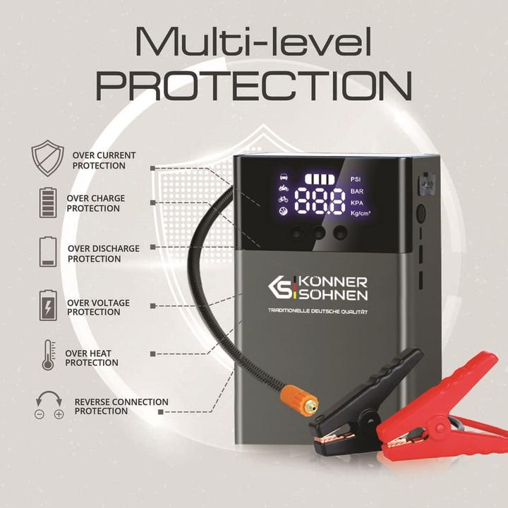 Immagine prodotto Könner & Söhnen Urządzenie Rozruchowe Ze Sprężarką Ks Jsp-1400 (1200 A, 14000 mAh)