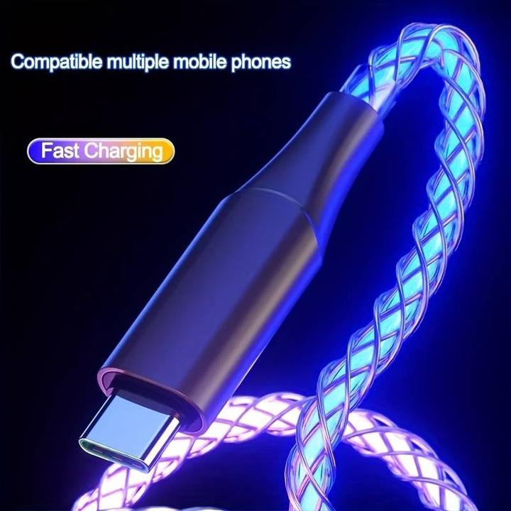 Produktbild PhoneLook Ladekabel USB-C zu USB-C 66W 1 Meter mit LED-Licht Stromfluss Multicolor (1 m, 66 W)