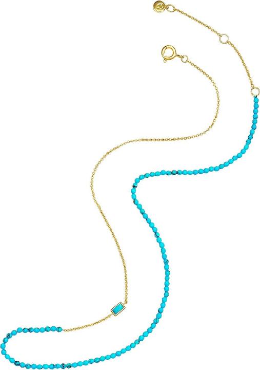 Immagine prodotto Glanzstücke München Catena da donna in argento sterling e turchese (rek.) in oro giallo 40,0 cm di base + 5,0 cm di (- placcato oro giallo 18 carati, Argento 925, 40 cm)