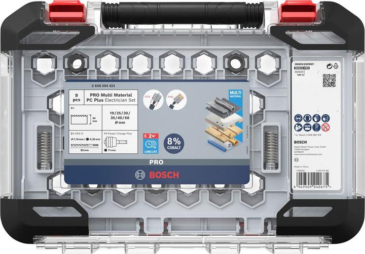 Produktbild Bosch Professional Zubehör PRO Multi Material PC Plus Lochsägen-Set, 9-tlg. (19 mm, 25 mm, 30 mm, 35 mm, 40 mm, 68 mm)