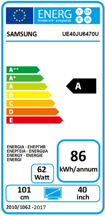 Energy Label Samsung Ue40ju6470 (40", 4K)