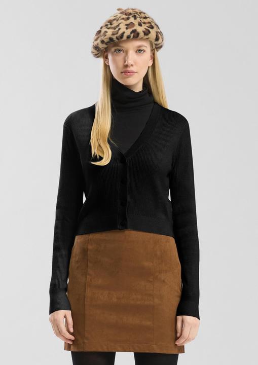 Produktbild s.Oliver Strickjacke Verkürzte Strickjacke mit Rippstruktur (S)