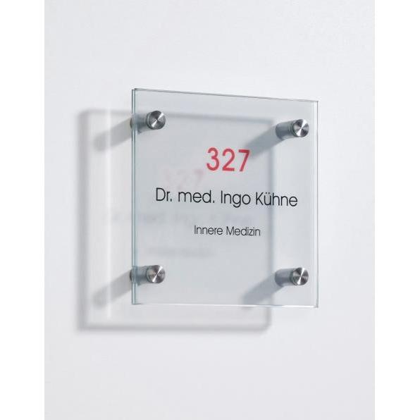 Ultradex, Informationsschild, Türschild Serie Skyline 150x150mm 2x4mm ES-Glas klar