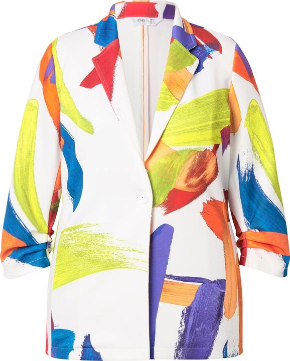 Image du produit Angel of Style Blazer, Alloverdruck, gekräuselte 3/4-Ärmel (42)