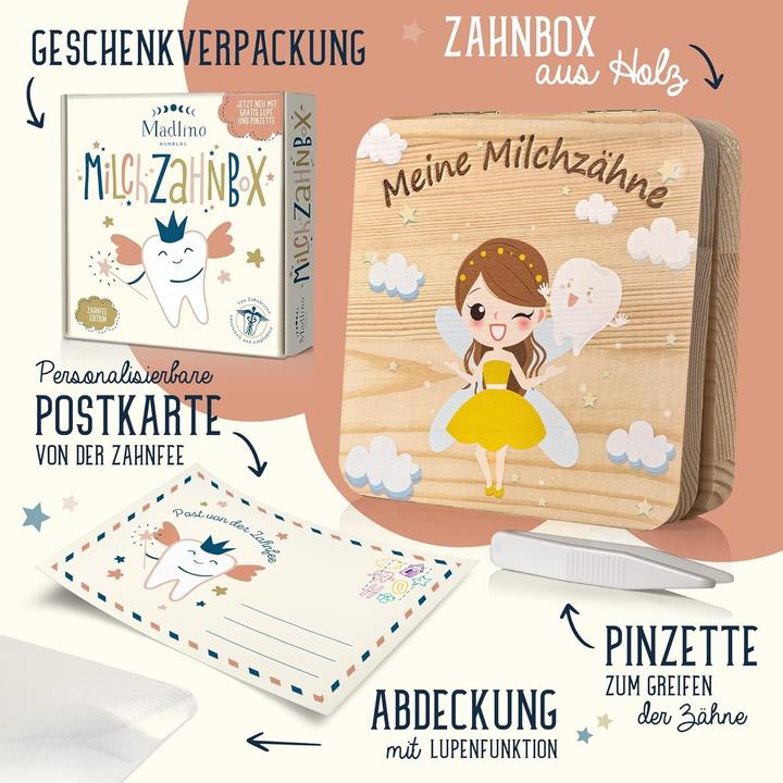 Produktbild Milkii Madlino Milchzahnbox inkl. Zahnfeebrief & Lupe, Fee