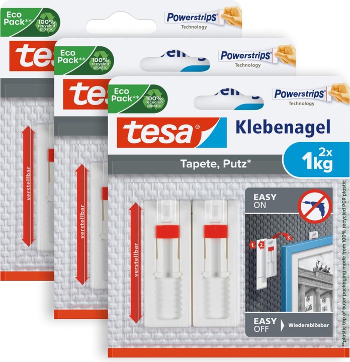 Image du produit tesa Clou adhésif pour papier peint et plâtre, idéal pour les toiles et les châssis