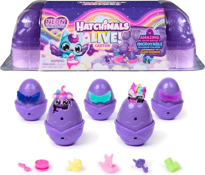 Hatchimals Spin Master Alive Neon Rainbow Eierkarton Spielset