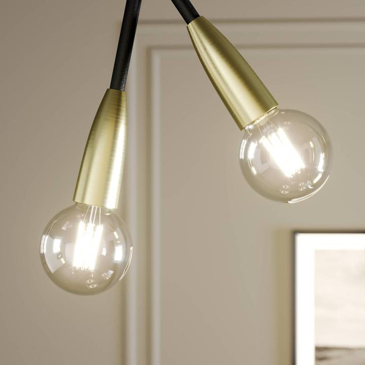 Actual product image Lucande Carlea 8 pendant light Black/Brass (E27)