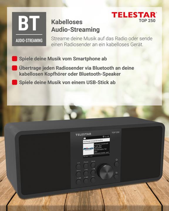 Produktbild Telestar TOP 250 (DAB+, FM, Internetradio, Bluetooth, WLAN)