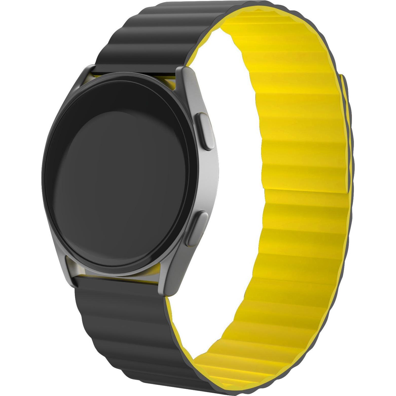 Strap-it Silikonarmband (20 mm, Silikon), Uhrenarmband, Schwarz, Gelb, Mehrfarbig