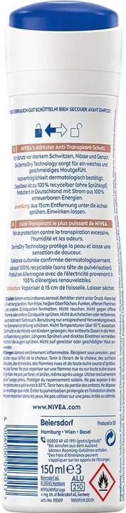 Nährwerte und Zutaten NIVEA Derma Dry Control Maximum (Spray, 150 ml)