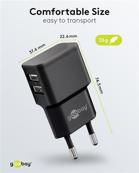 Immagine prodotto Goobay Caricabatterie doppio USB-A (12 W)