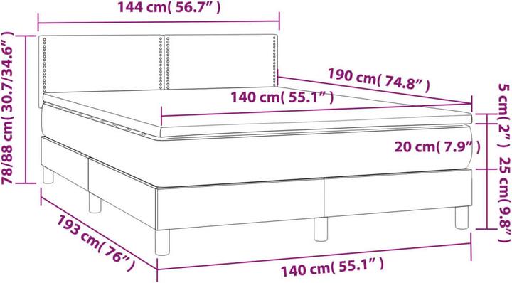 Image du produit vidaXL Boxspringbett (140 x 190 cm)