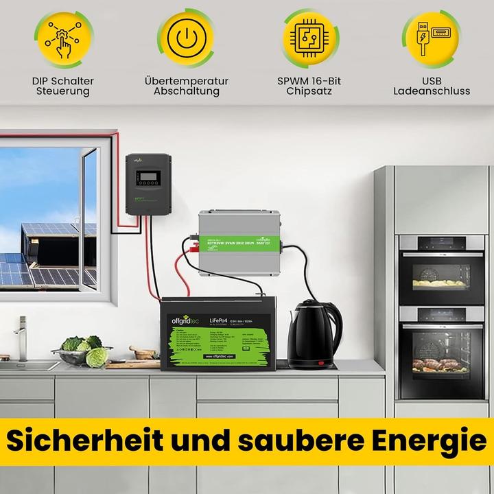 Image du produit Offgridtec ® PSI Convertisseur de tension sinusoïdale 500W 1000W 12V à 230V