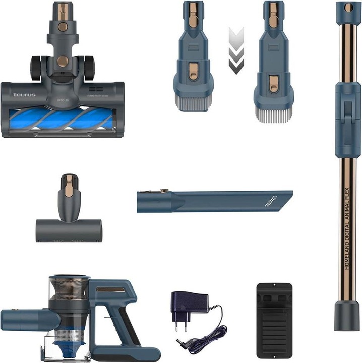 Actual product image Taurus HOMELAND DIGITAL ANIMAL FLEX Upright Vacuum Cleaner Black Blue Gold Bagless