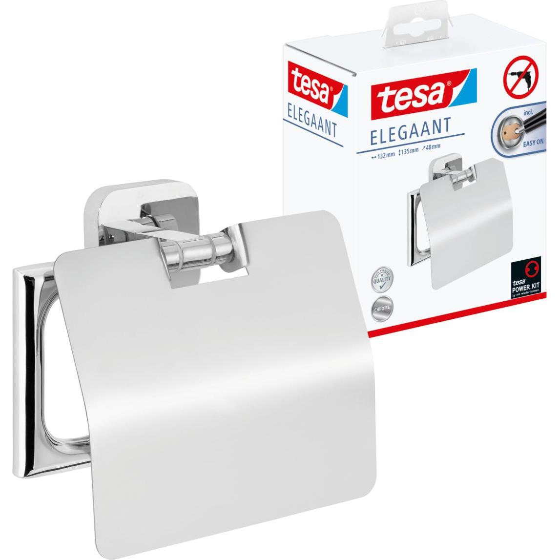 tesa, Toilettenpapierhalter, ELEGAANT Toilettenrollenhalter inkl. Klebelösung ohne Bohren
