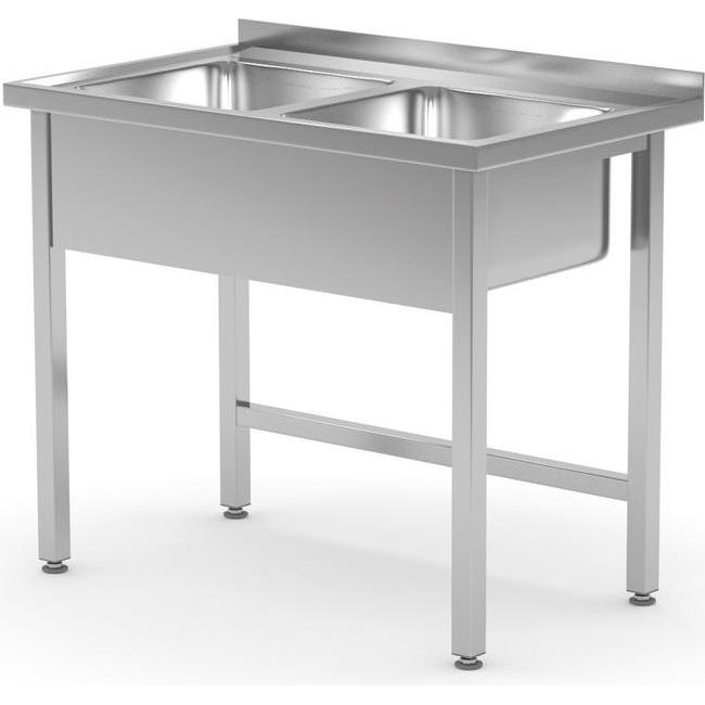 Hendi, Waschbecken, Waschtisch mit zwei Spülbecken 1000x600x850 mm (600 mm, 1000 mm)