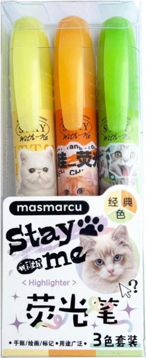 Bandai Textmarker „Katzen“, 3 Stück, M&G (3x)