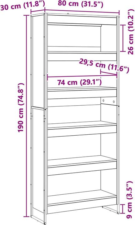 Immagine prodotto vidaXL Industrie-Regale (30 x 80 x 189.50 cm)