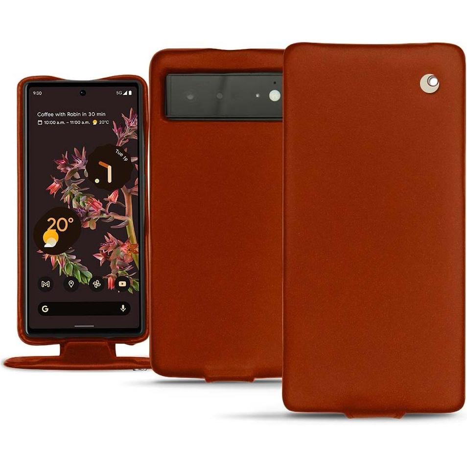 Noreve Lederschutzhülle vertikal (Google Pixel 6), Smartphone Hülle, Orange