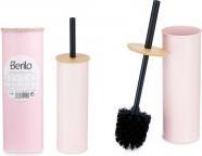 Actual product image Berilo metal toilet brush holder bamboo lid pink