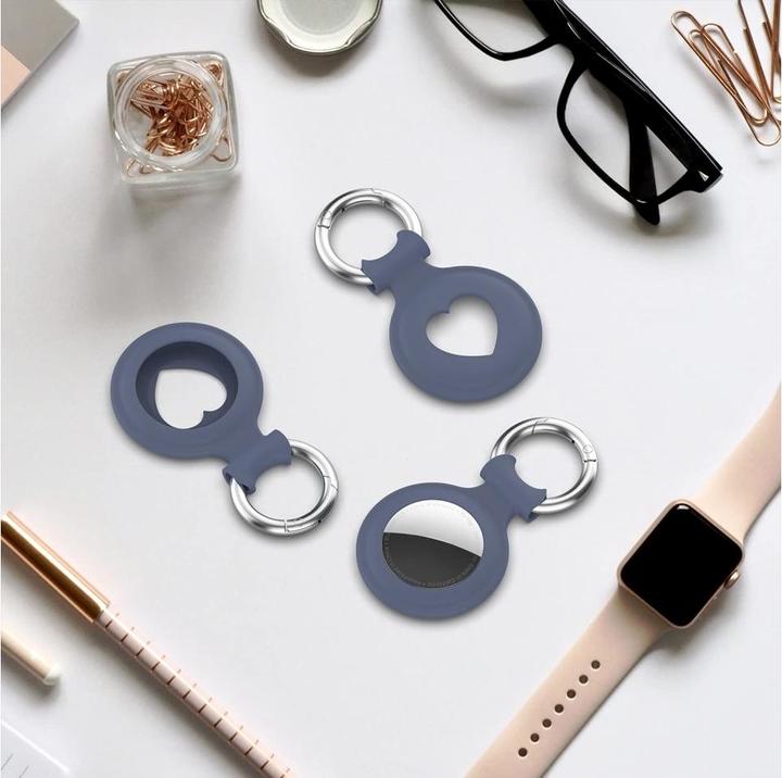 Productafbeelding Screenguard Apple Airtag Vloeibaar Silicone Hart-Hoesje met Hanger