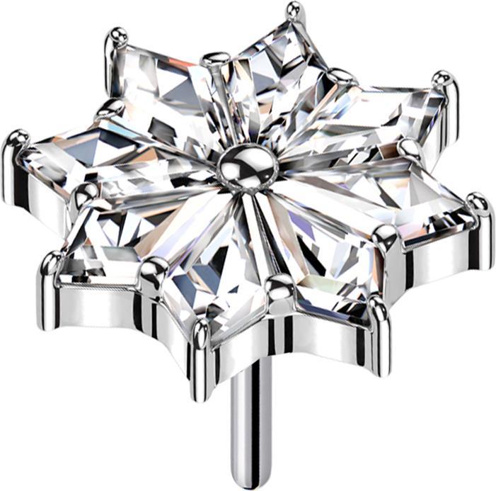 Image du produit Star Piercing Threadless fleur argenté cristaux de diamant argenté (Titane, sans laiton)